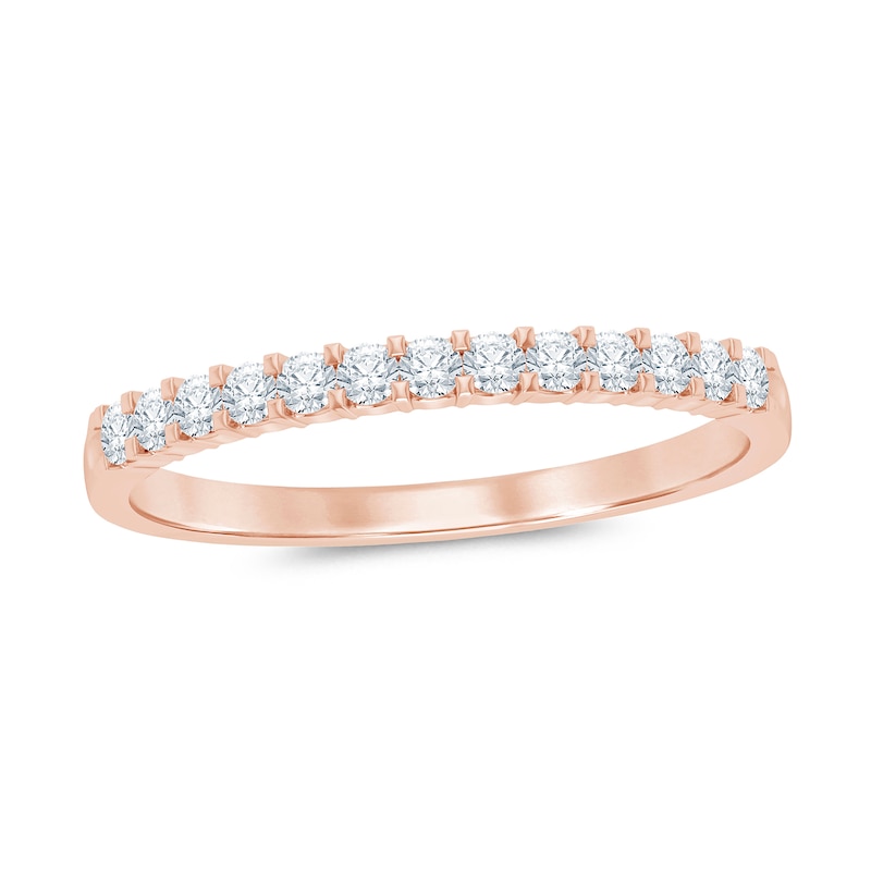 Main Image 1 of 1/4 CT. T.W. Certified Diamond Thirteen Stone Wedding Band in 14K Rose Gold (I/SI2)