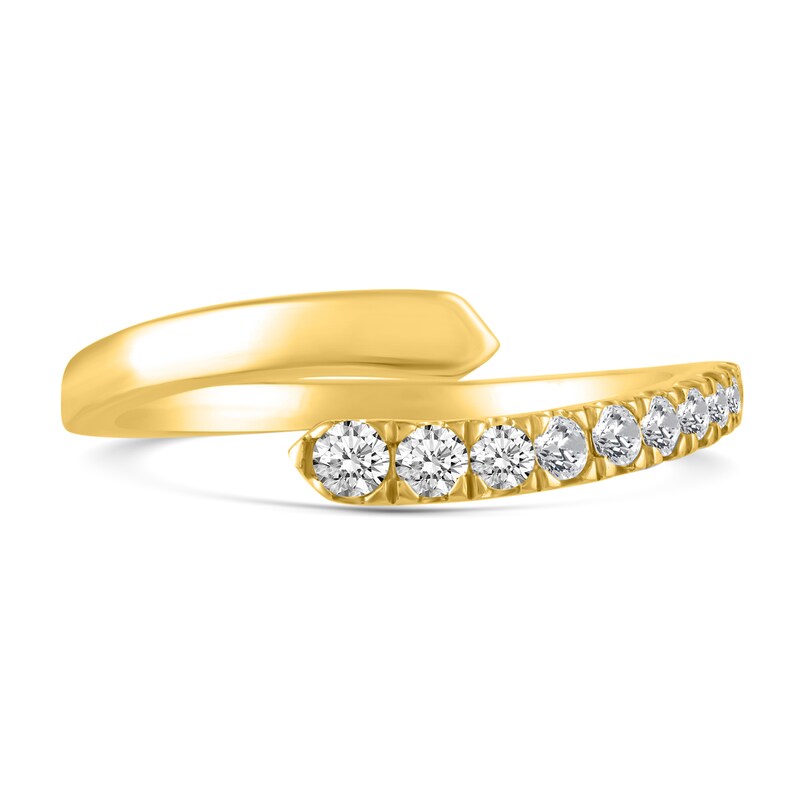 Main Image 5 of 1/4 CT. T.W. Diamond Open Bypass Shank Ring in 14K Gold