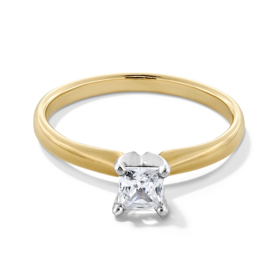 1/3 CT. Princess-Cut Diamond Solitaire Engagement Ring in 14K Gold (I/I2)