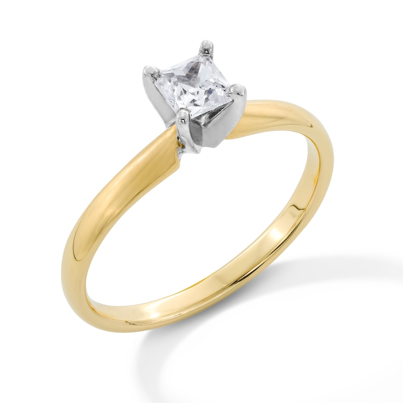 Main Image 3 of 1/3 CT. Princess-Cut Diamond Solitaire Engagement Ring in 14K Gold (I/I2)