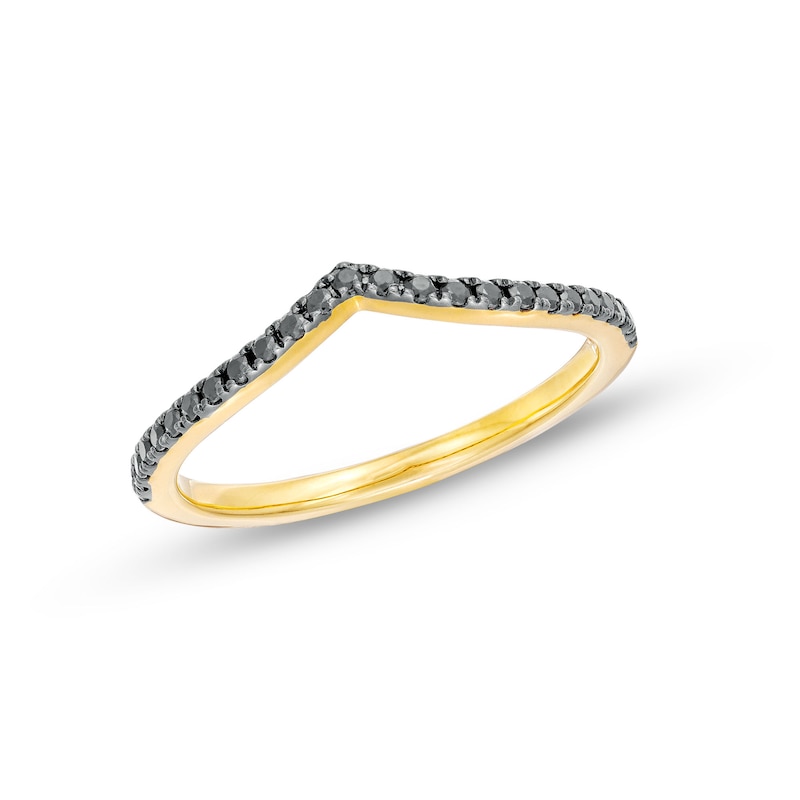 Main Image 1 of 1/5 CT. T.W. Black Diamond Contour Band in 14K Gold