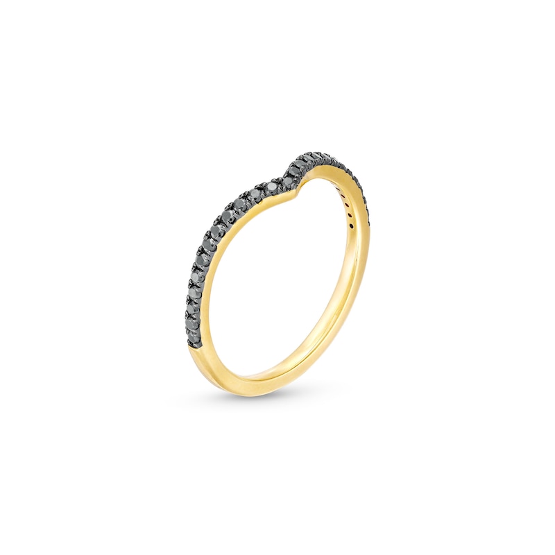 Main Image 3 of 1/5 CT. T.W. Black Diamond Contour Band in 14K Gold