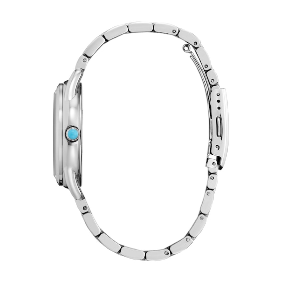 Ladies' Citizen Eco-DriveÂ® Disney Frozen Crystal Accent Watch with Light Blue Dial and Pin Box Set (Model: Fe7091-61W)