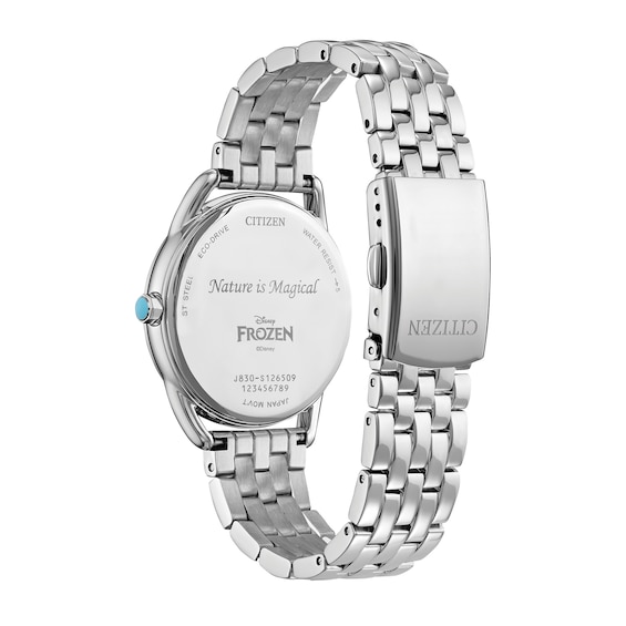 Ladies' Citizen Eco-DriveÂ® Disney Frozen Crystal Accent Watch with Light Blue Dial and Pin Box Set (Model: Fe7091-61W)