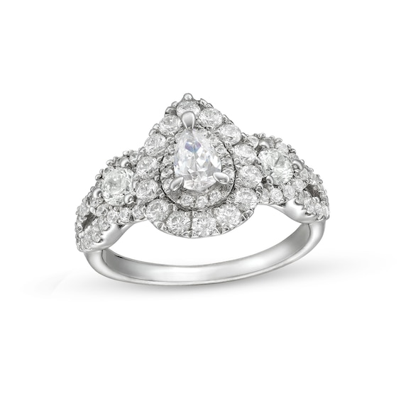 1-1/2 CT. T.w. Pear-Shaped Diamond Split Shank Past Present FutureÂ® Engagement Ring in 14K White Gold (I/I1)