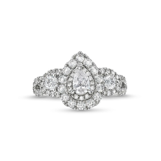 1-1/2 CT. T.w. Pear-Shaped Diamond Split Shank Past Present FutureÂ® Engagement Ring in 14K White Gold (I/I1)