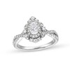 Thumbnail Image 1 of 1 CT. T.W. Pear-Shaped Diamond Frame Ornate Vintage-Style Engagement Ring in 14K White Gold (I/I2)