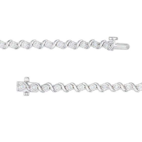 1-5/8 CT. T.w. Diamond Cascading Tennis-Style Necklace, Bracelet and Drop Earrings Set in Sterling Silver