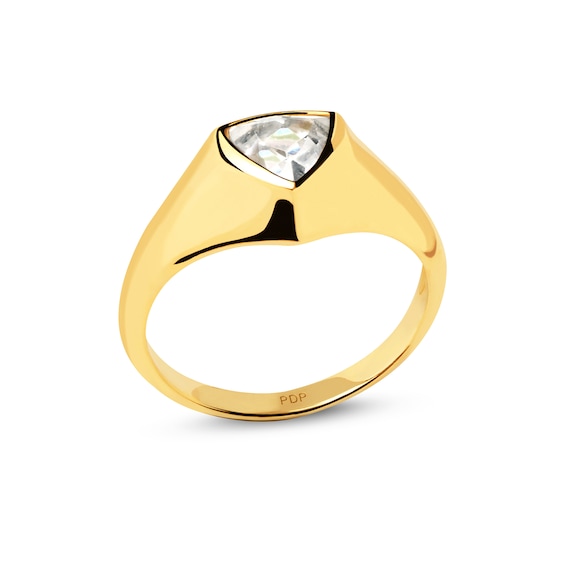 Pdpaolaâ¢ at Zales 6.0mm Trillion-Cut Cubic Zirconia Signet Ring in Sterling Silver with 18K Gold Plate