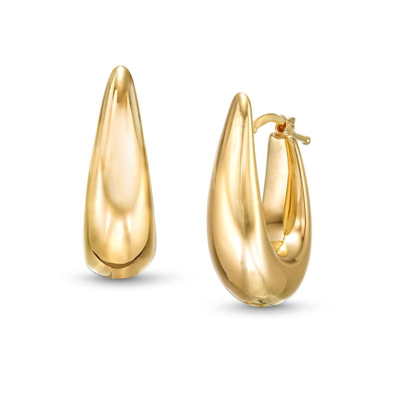 Main Image 1 of 26.0mm Sculpted Hollow 14K Gold Hoop Earrings