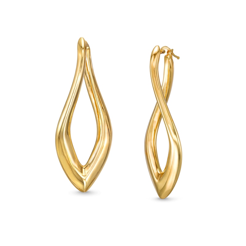 Main Image 1 of 54.0mm Sculpted Hollow 14K Gold Hoop Earrings