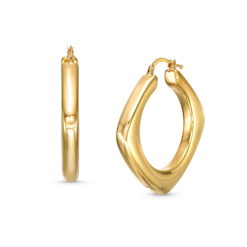 35.6mm Sculpted Hollow 14K Gold Hoop Earrings