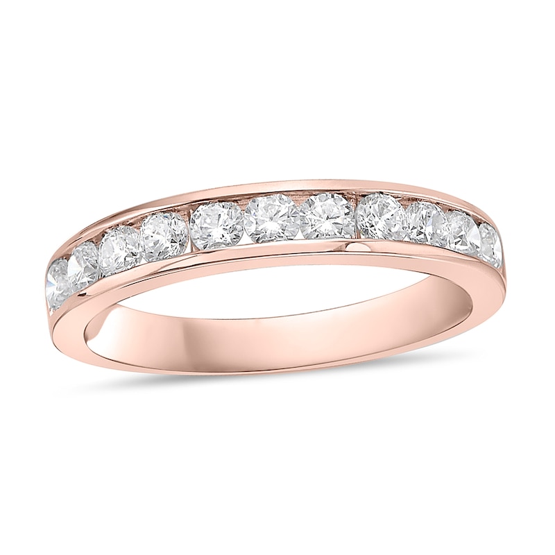 Main Image 1 of 3/4 CT. T.W. Diamond Channel Eleven Stone Band in 10K Rose Gold (I/I2)