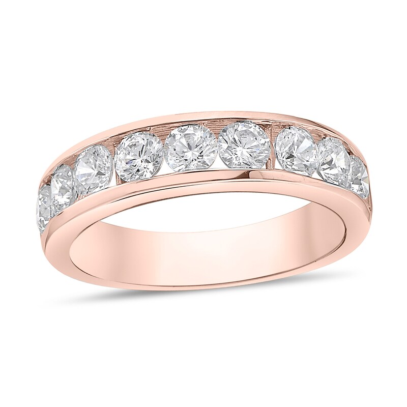 Main Image 1 of 1-1/2 CT. T.W. Diamond Channel Nine Stone Band in 10K Rose Gold (I/I2)