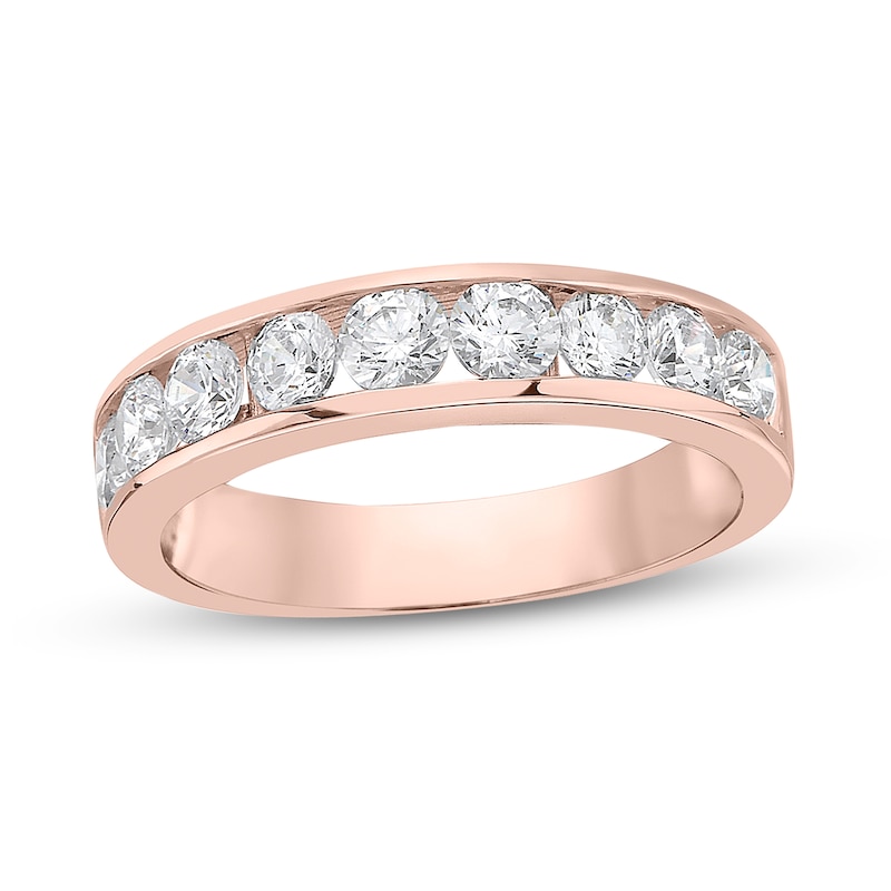 Main Image 1 of 1-1/4 CT. T.W. Diamond Channel Nine Stone Band in 10K Rose Gold (I/I2)