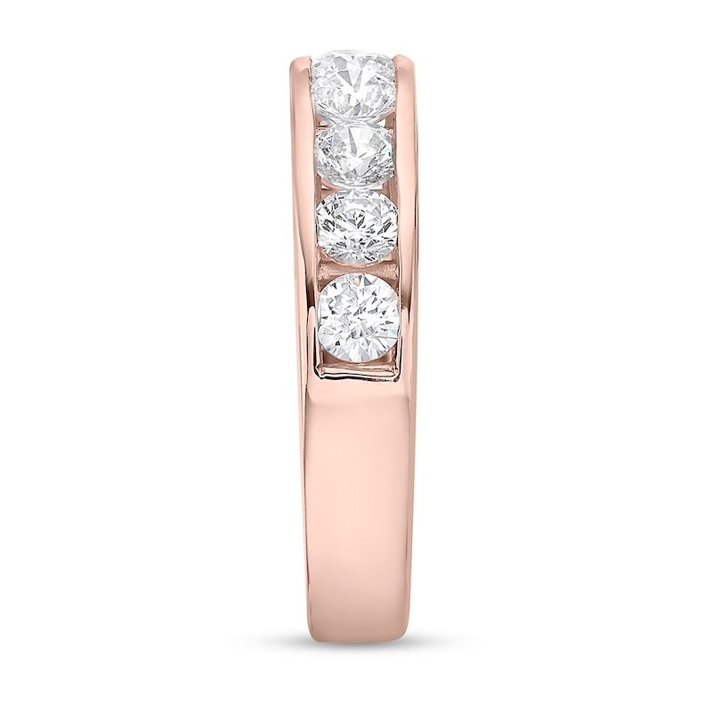 Main Image 3 of 1-1/4 CT. T.W. Diamond Channel Nine Stone Band in 10K Rose Gold (I/I2)