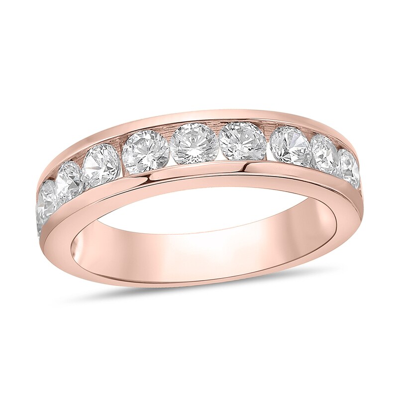 Main Image 1 of 1-1/2 CT. T.W. Diamond Channel Eleven Stone Band in 10K Rose Gold (I/I2)