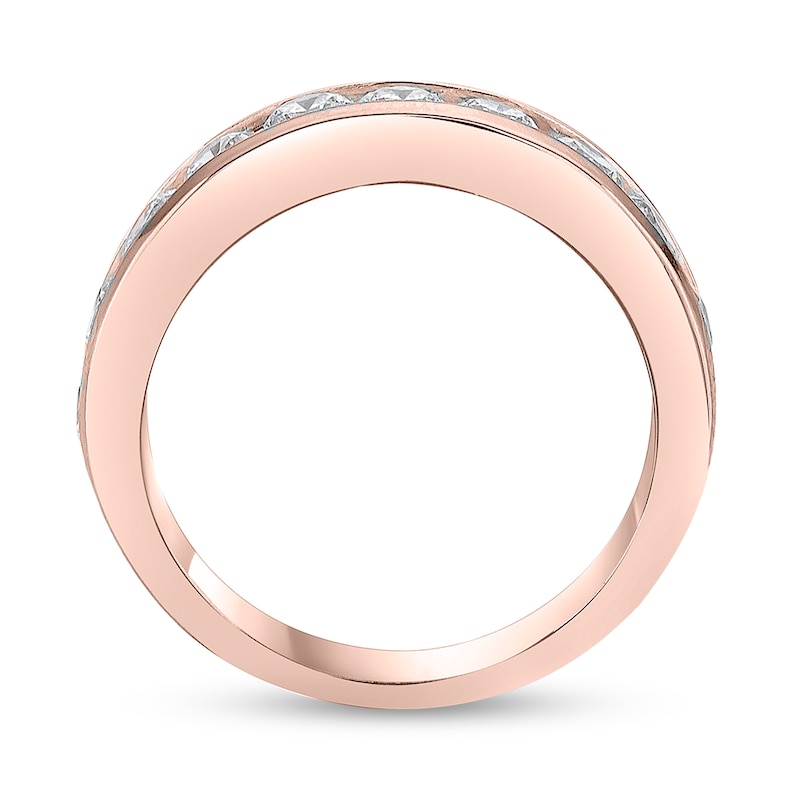 Main Image 3 of 1-1/2 CT. T.W. Diamond Channel Eleven Stone Band in 10K Rose Gold (I/I2)