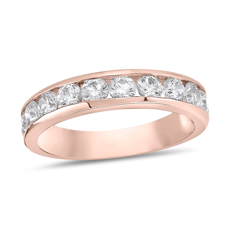 Main Image 1 of 1-1/4 CT. T.W. Diamond Channel Eleven Stone Band in 10K Rose Gold (I/I2)