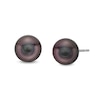 Thumbnail Image 0 of 8-1/3 - 8.5mm Black Cultured Tahitian Pearl Stud Earrings in 14K White Gold