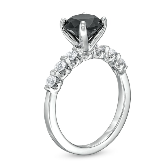 2-3/8 CT. T.w. Black and White Diamond Tension Engagement Ring in 14K White Gold