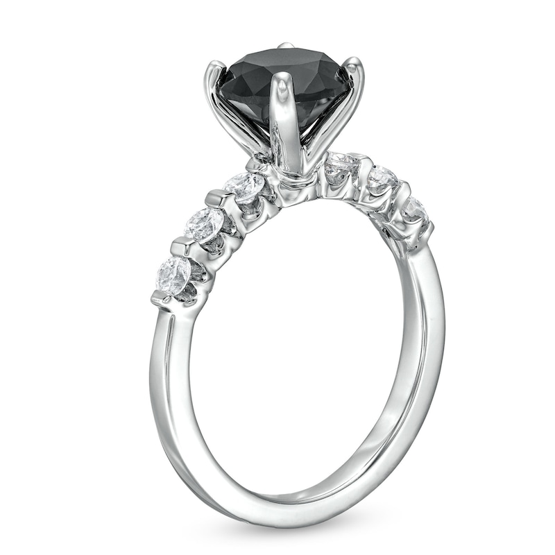Main Image 3 of 2-3/8 CT. T.W. Black and White Diamond Tension Engagement Ring in 14K White Gold
