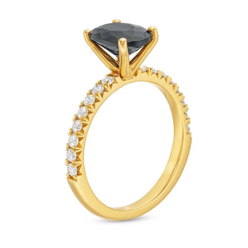 Main Image 3 of 2-5/8 CT. T.W. Oval Black and White Diamond Engagement Ring in 14K Gold