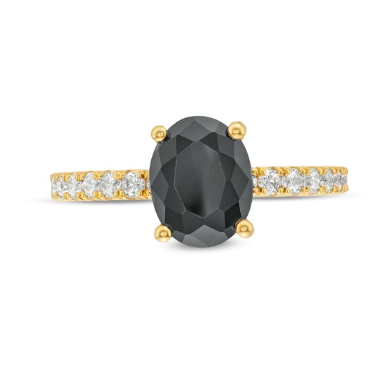 2-5/8 CT. T.w. Oval Black and White Diamond Engagement Ring in 14K Gold