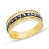 Thumbnail Image 1 of 1/2 CT. T.W. Diamond Edge Pyramid Center Row Band in 10K Gold with Black Rhodium