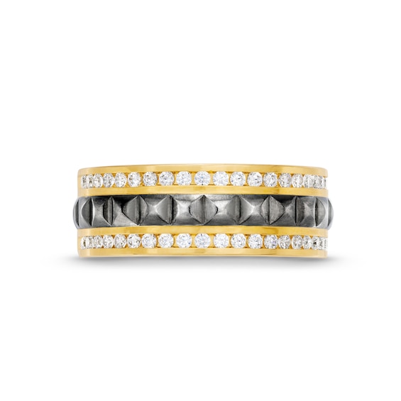 1/2 CT. T.w. Diamond Edge Pyramid Center Row Band in 10K Gold with Black Rhodium