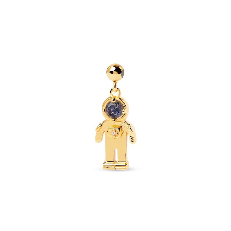 Main Image 1 of PDPAOLA™ at Zales Blue Sandstone and Cubic Zirconia Astronaut Bead Charm in Sterling Silver with 18K Gold Plate