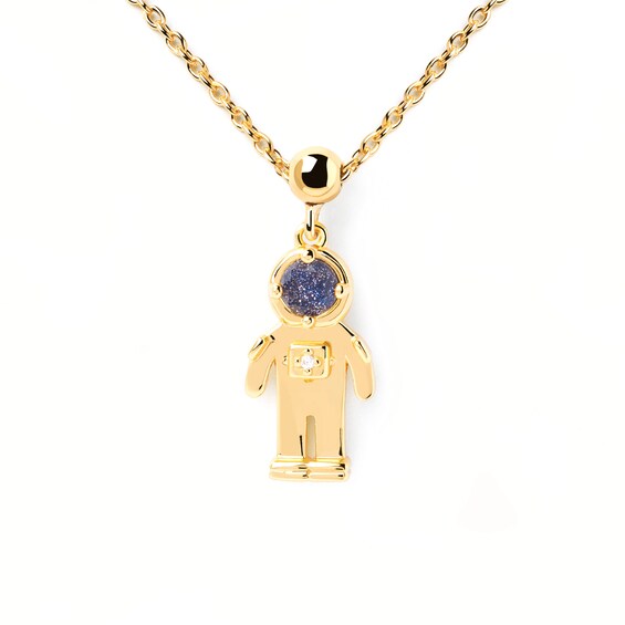 PDPAOLAâ¢ at Zales Blue Sandstone and Cubic Zirconia Astronaut Bead Charm in Sterling Silver with 18K Gold Plate