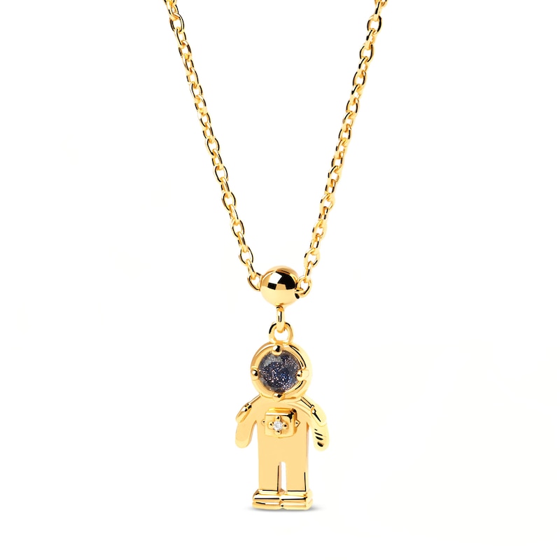 Main Image 3 of PDPAOLA™ at Zales Blue Sandstone and Cubic Zirconia Astronaut Bead Charm in Sterling Silver with 18K Gold Plate