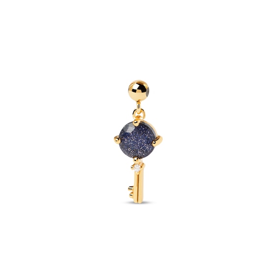 PDPAOLA⢠at Zales Blue Sandstone and Cubic Zirconia Key Bead Charm in Sterling Silver with 18K Gold Plate