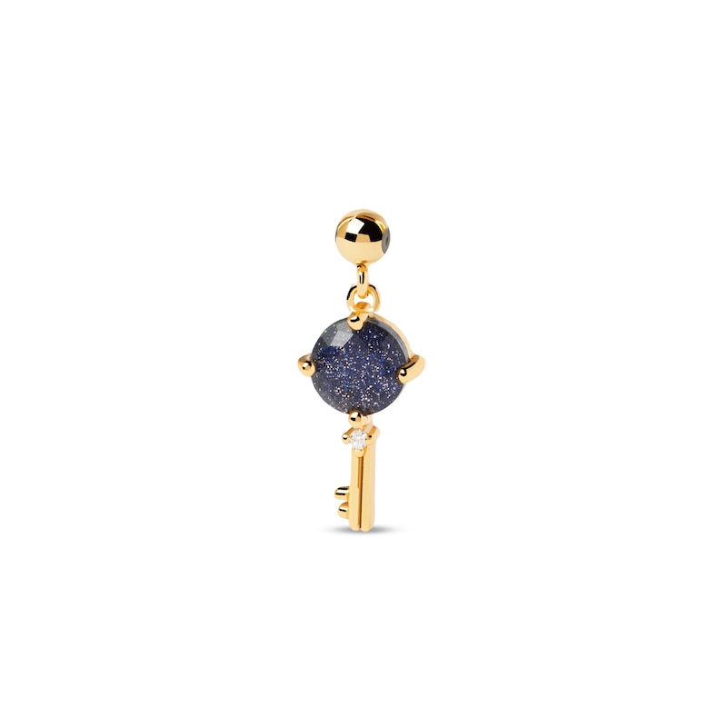 Main Image 1 of PDPAOLA™ at Zales Blue Sandstone and Cubic Zirconia Key Bead Charm in Sterling Silver with 18K Gold Plate