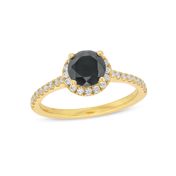 1-1/3 CT. T.w. Black and White Diamond Frame Engagement Ring in 14K Gold