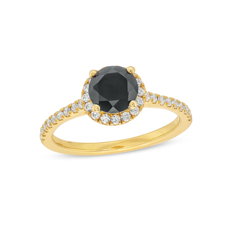 Main Image 1 of 1-1/3 CT. T.W. Black and White Diamond Frame Engagement Ring in 14K Gold