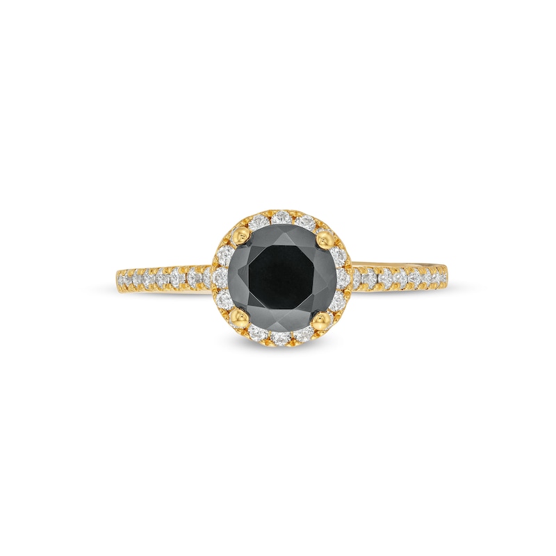 Main Image 4 of 1-1/3 CT. T.W. Black and White Diamond Frame Engagement Ring in 14K Gold