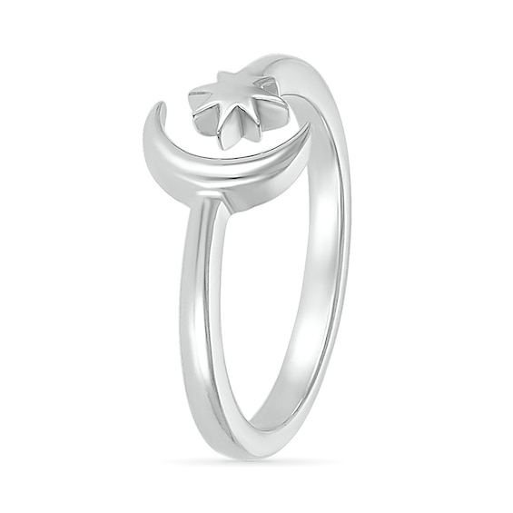 Crescent Moon and Star Wrap Toe Ring in Sterling Silver
