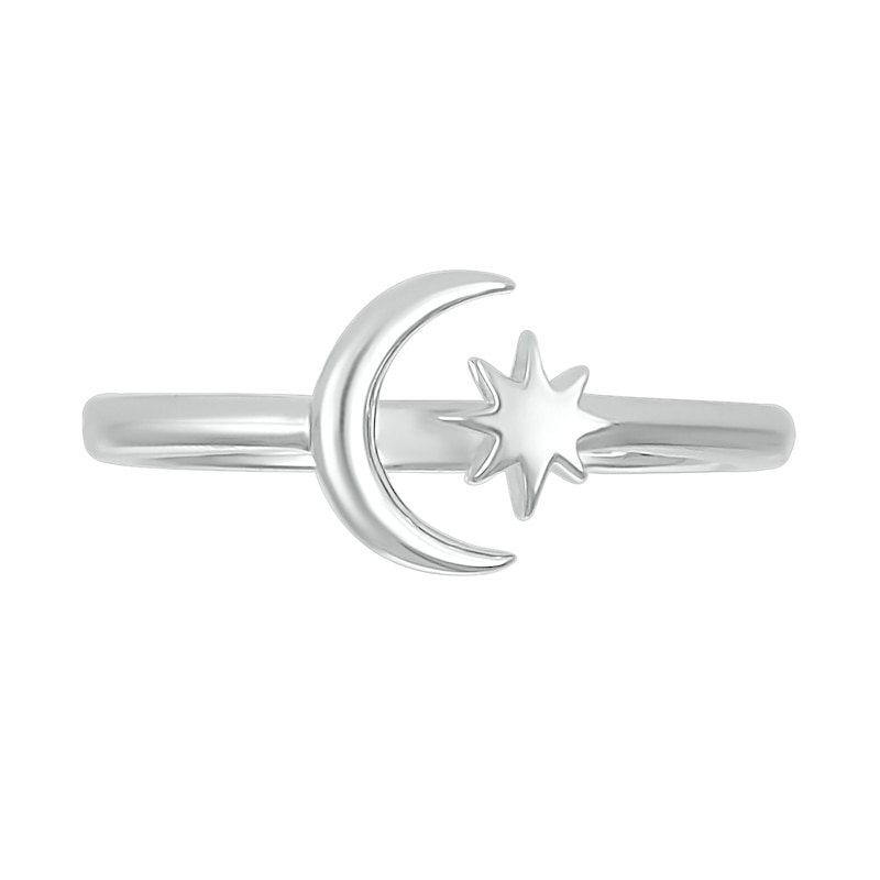Main Image 3 of Crescent Moon and Star Wrap Toe Ring in Sterling Silver