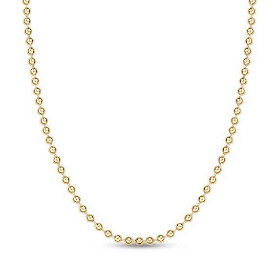 Men's 4.0mm Bead Gold-Tone Chain Necklace in Solid Stainless Steel with Yellow Ion-Plate