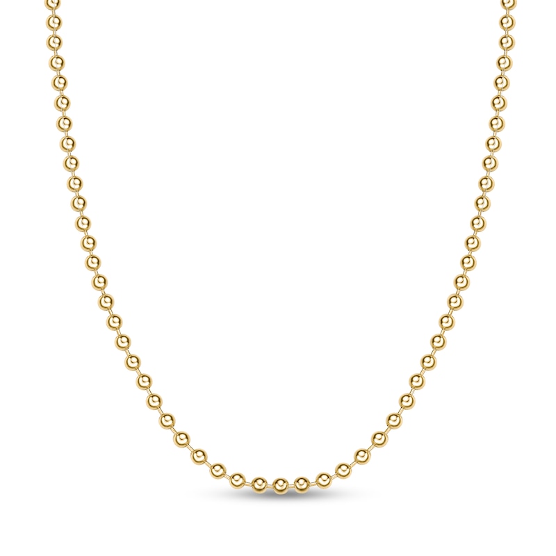 Main Image 1 of Men's 4.0mm Bead Gold-Tone Chain Necklace in Solid Stainless Steel  with Yellow Ion-Plate - 20"