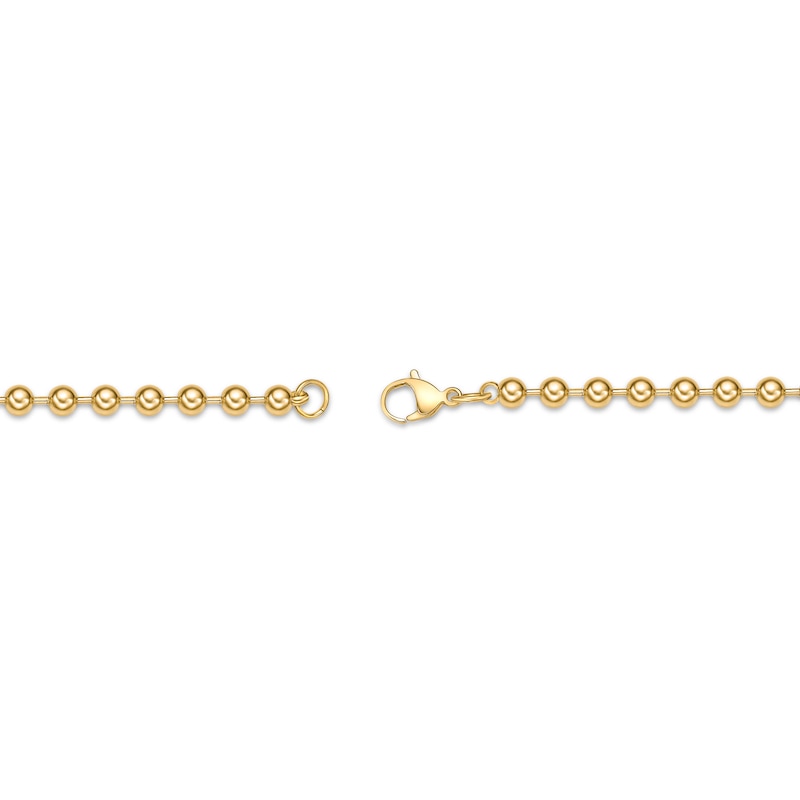 Main Image 3 of Men's 4.0mm Bead Gold-Tone Chain Necklace in Solid Stainless Steel  with Yellow Ion-Plate - 20"