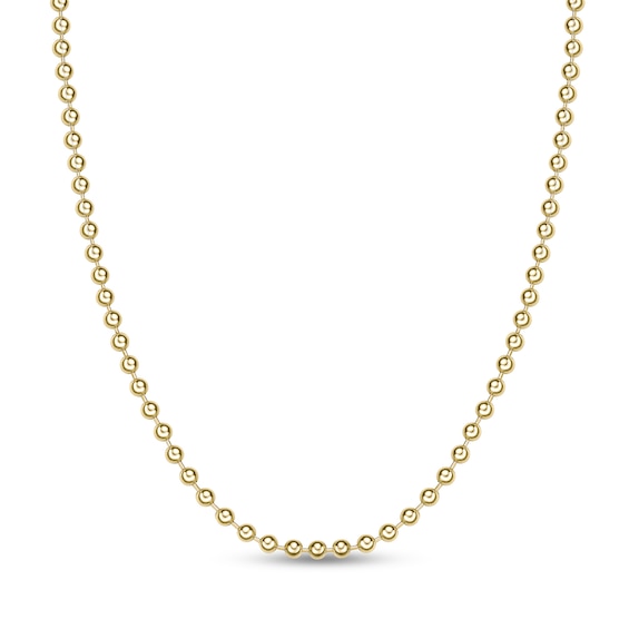 Men's 4.0mm Bead Gold-Tone Chain Necklace in Solid Stainless Steel with Yellow Ion-Plate
