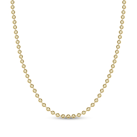 Men's 4.0mm Bead Gold-Tone Chain Necklace in Solid Stainless Steel with Yellow Ion-Plate - 24"