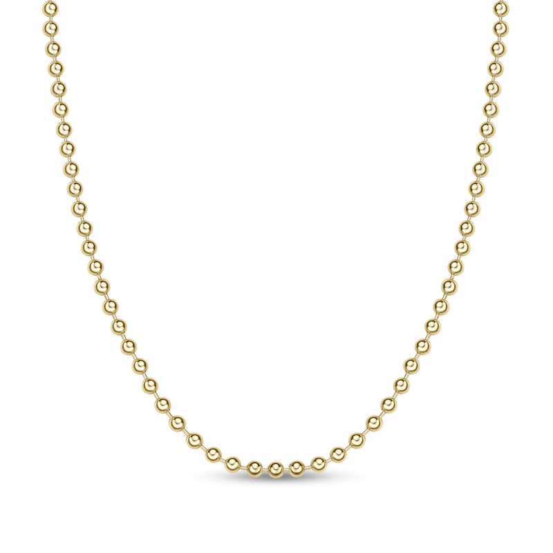 Main Image 1 of Men's 4.0mm Bead Gold-Tone Chain Necklace in Solid Stainless Steel  with Yellow Ion-Plate - 24"