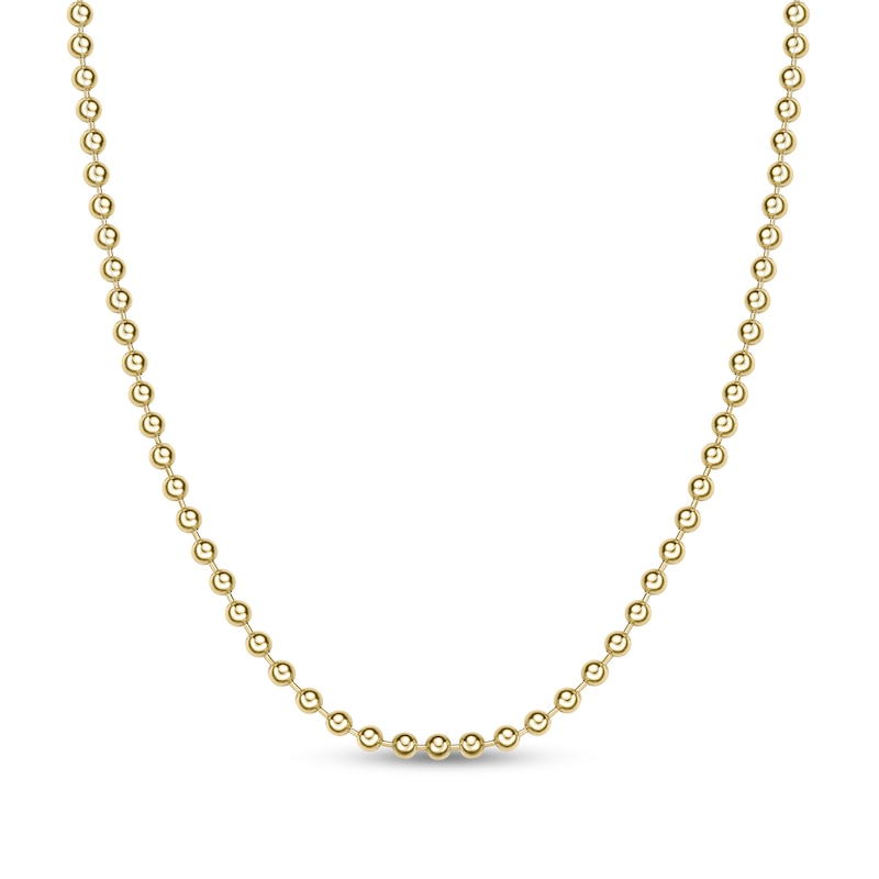 Men's 4.0mm Bead Gold-Tone Chain Necklace in Solid Stainless Steel  with Yellow Ion-Plate - 24"