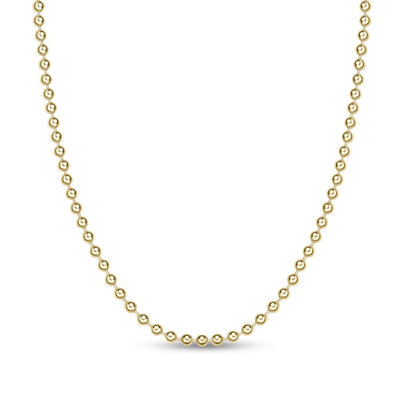 Men's 4.0mm Bead Gold-Tone Chain Necklace in Solid Stainless Steel with Yellow Ion-Plate - 30"