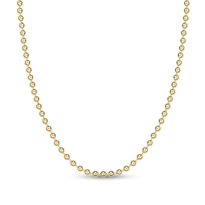 Main Image 1 of Men's 4.0mm Bead Gold-Tone Chain Necklace in Solid Stainless Steel  with Yellow Ion-Plate - 30&quot;