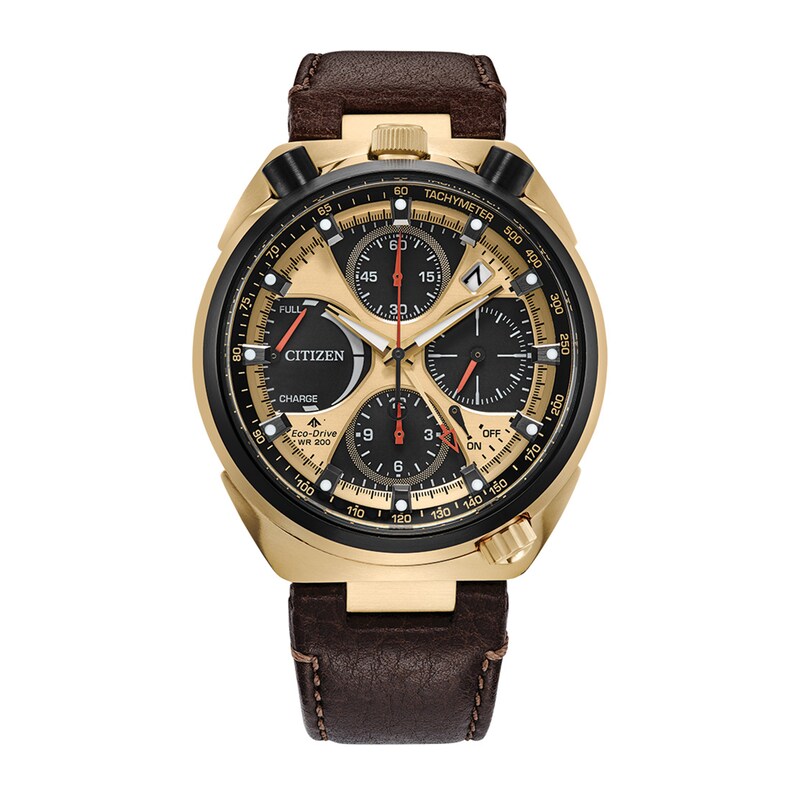 Main Image 2 of Citizen Eco-Drive® Promaster 50th Anniversary Tsuno Brown Leather Strap Watch with Gold-Tone Dial (Model: AV0072-01X)
